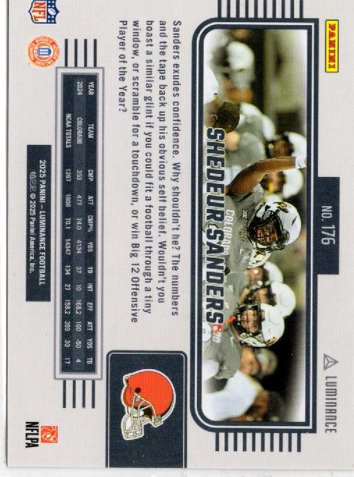 2025 Panini Luminance Shedeur Sanders #176 Blue /150 Rookie RC Football Card
