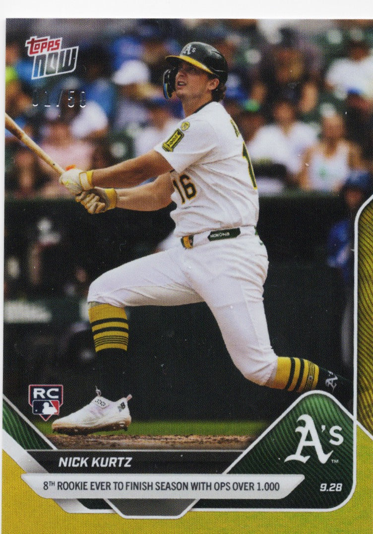 2025 Topps Now Nick Kurtz #787 Gold Foil /50 Athletics Rookie RC Baseball Card