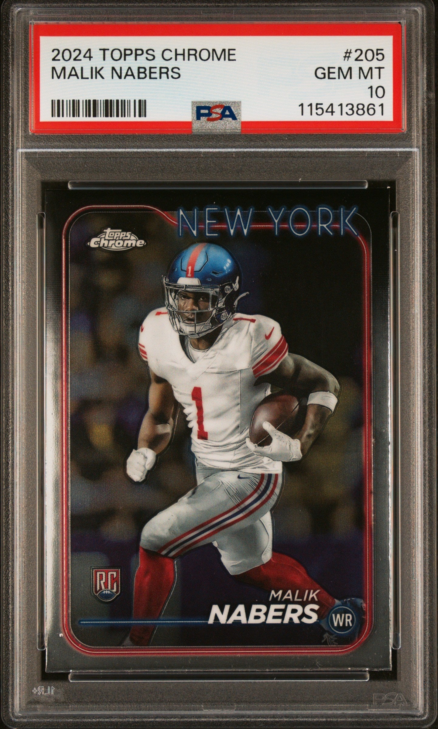 Graded 2024 Topps Chrome Malik Nabers #205 Rookie RC Football Card PSA 10 Gem Mint