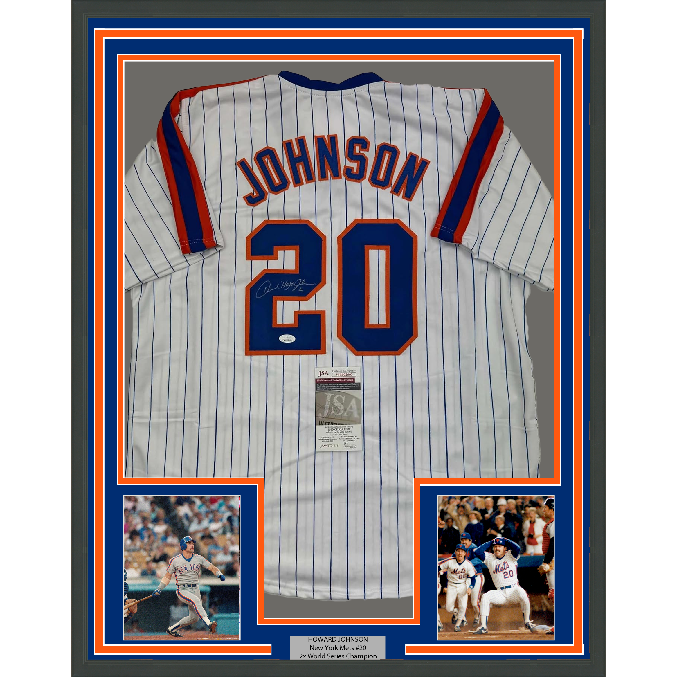 Framed Autographed/Signed Alex Rodriguez 35x39 New York Pinstripe Baseball Jersey JSA COA