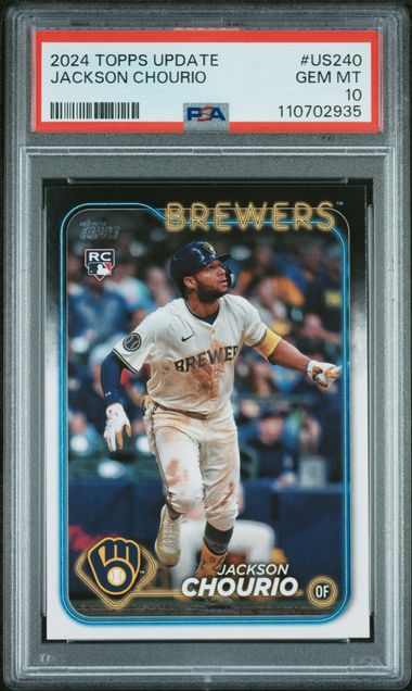 Graded 2024 Topps Update Jackson Chourio #US240 Rookie RC Baseball Card PSA 10 Gem Mint
