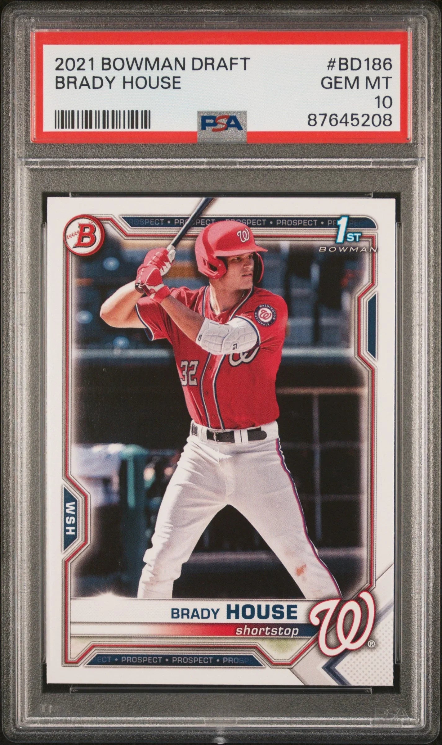 Graded 2021 Topps Bowman Draft Brady House #BD186 Rookie RC Baseball Card PSA 10 Gem Mint