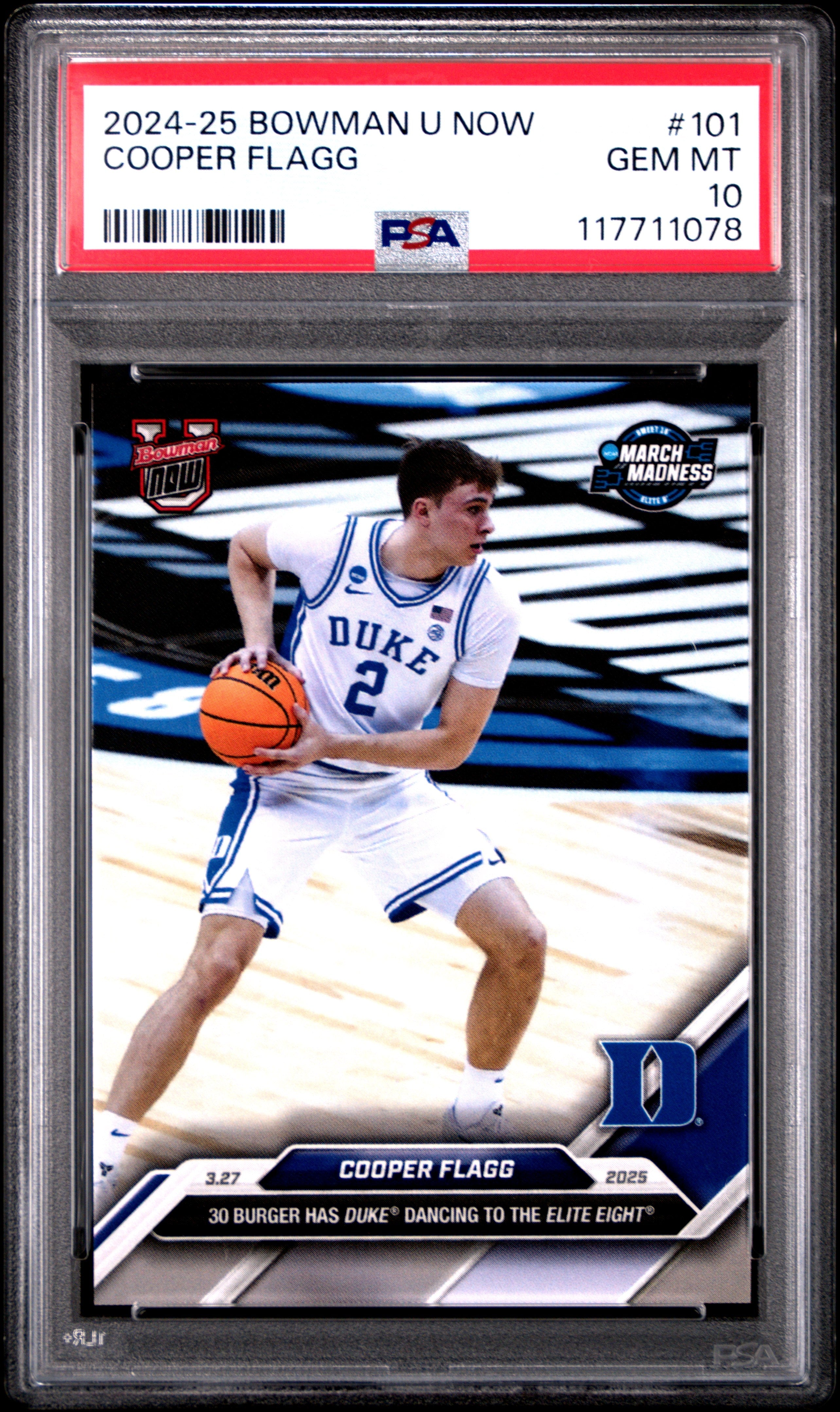 Graded 2024 Topps Bowman U Now Cooper Flagg #101 Rookie RC Basketball Card PSA 10 Gem Mint