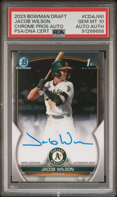 Graded 2023 Topps Bowman Draft Jacob Wilson #CDAJWI Chrome Prospects Auto Rookie RC Baseball Card PSA 10 Gem Mint
