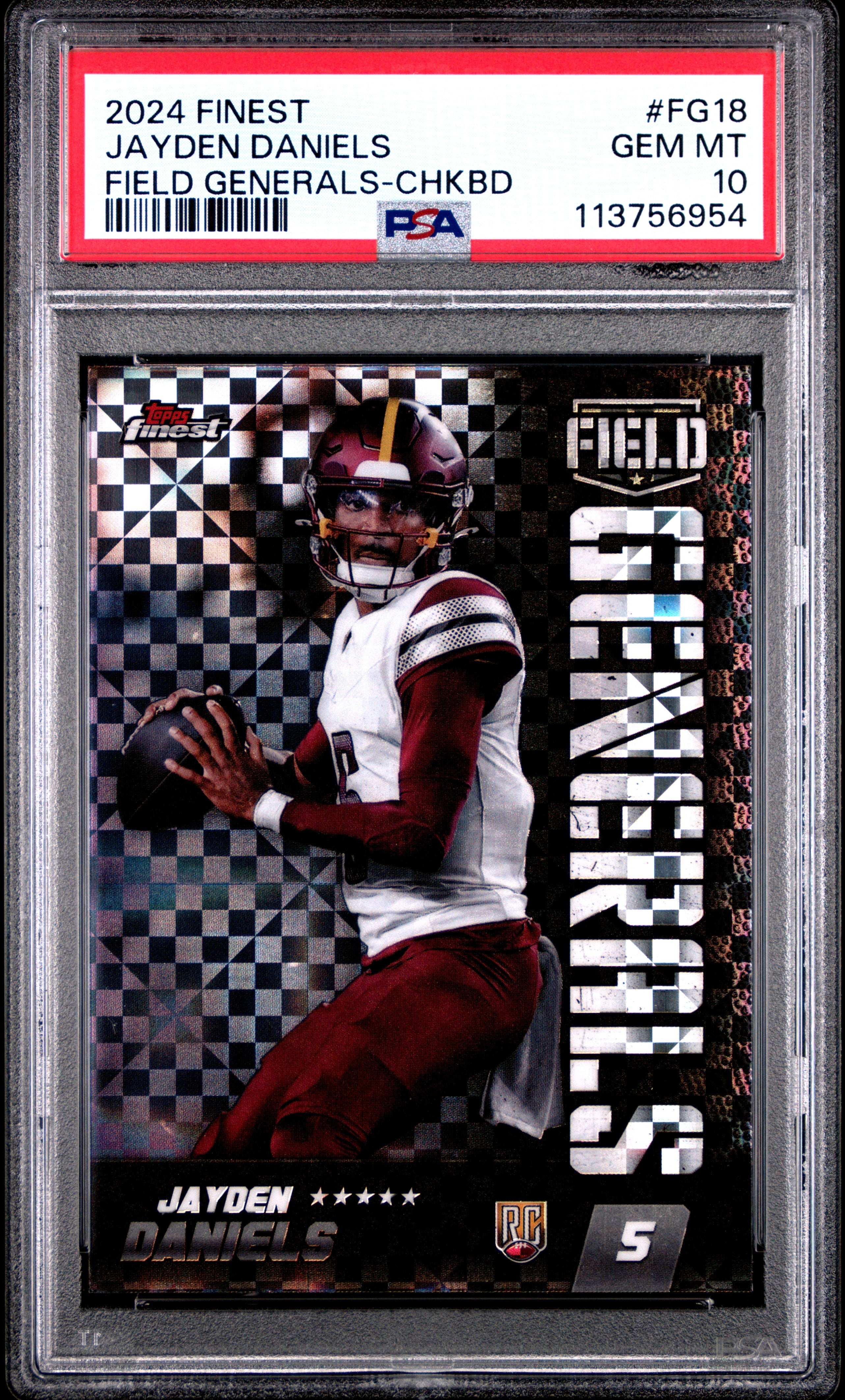 Graded 2024 Topps Finest Jayden Daniels #FG18 Field General Checkerboard Rookie RC Football Card PSA 10 Gem Mint