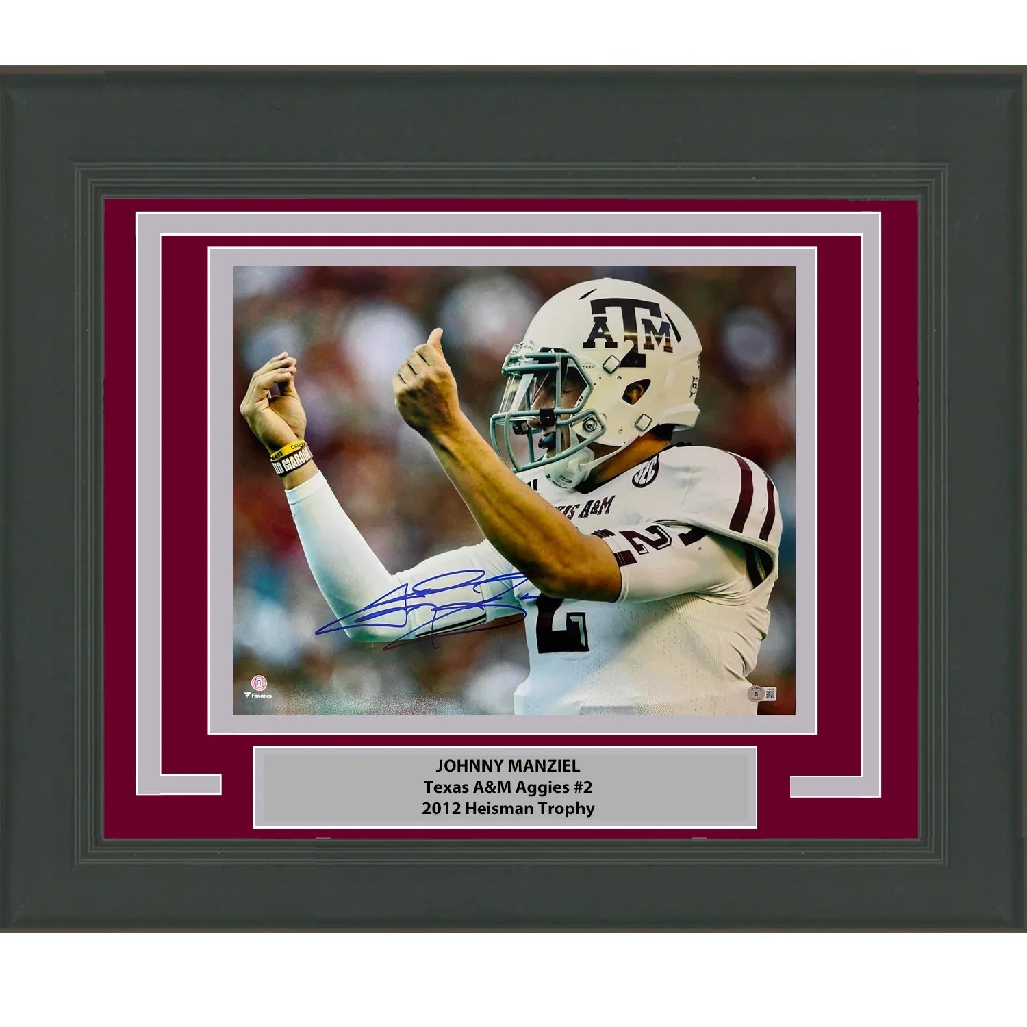 Framed Autographed/Signed Johnny Manziel Money Sign Texas A&M Aggies 16x20 College Football Photo Beckett BAS COA