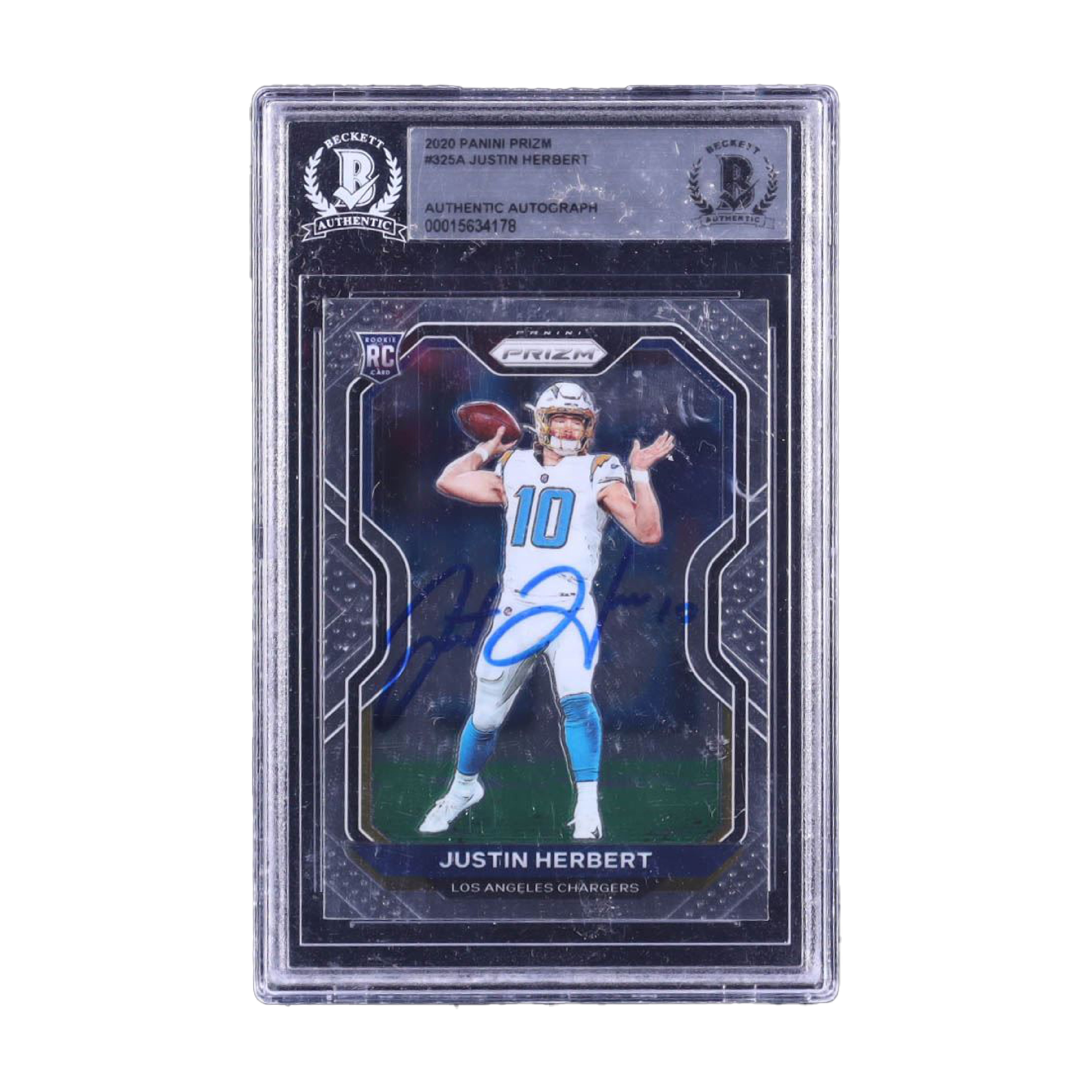 Justin Herbert Autographed 2020 Panini Prizm Rated Rookie Card with BGS Authentication