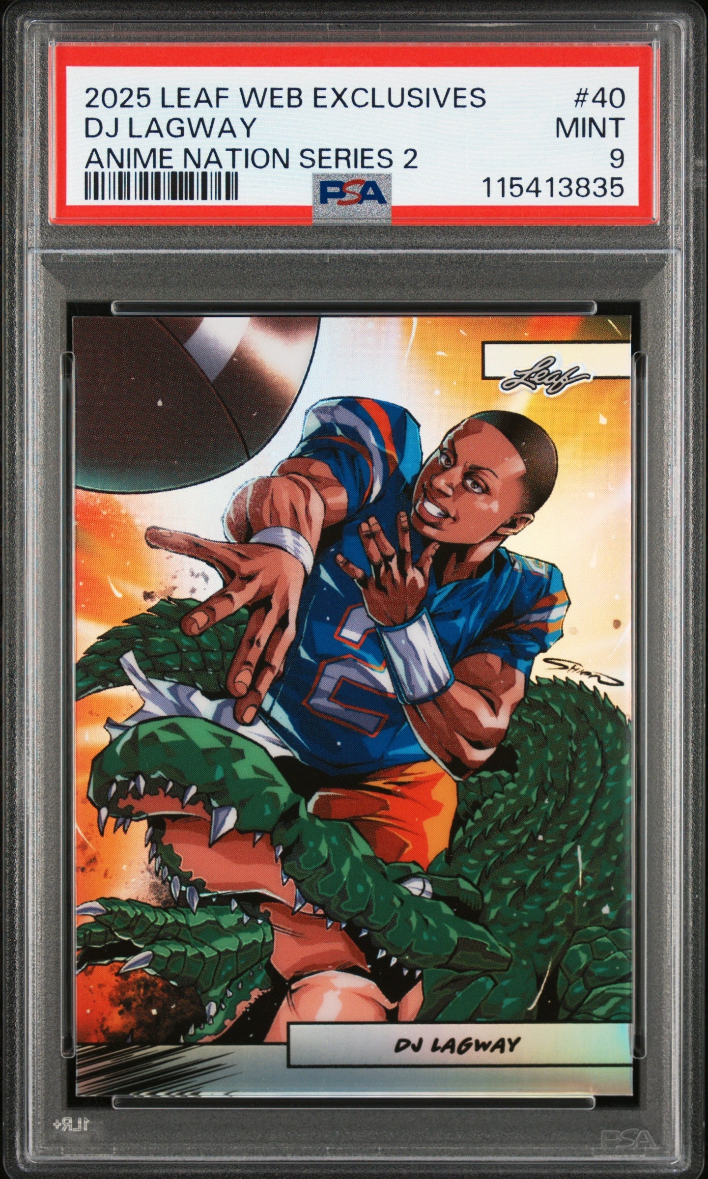 Graded 2025 Leaf Web Exclusives DJ Lagway #40 Anime Nation Series 2 /99 Football Card PSA 9 Mint