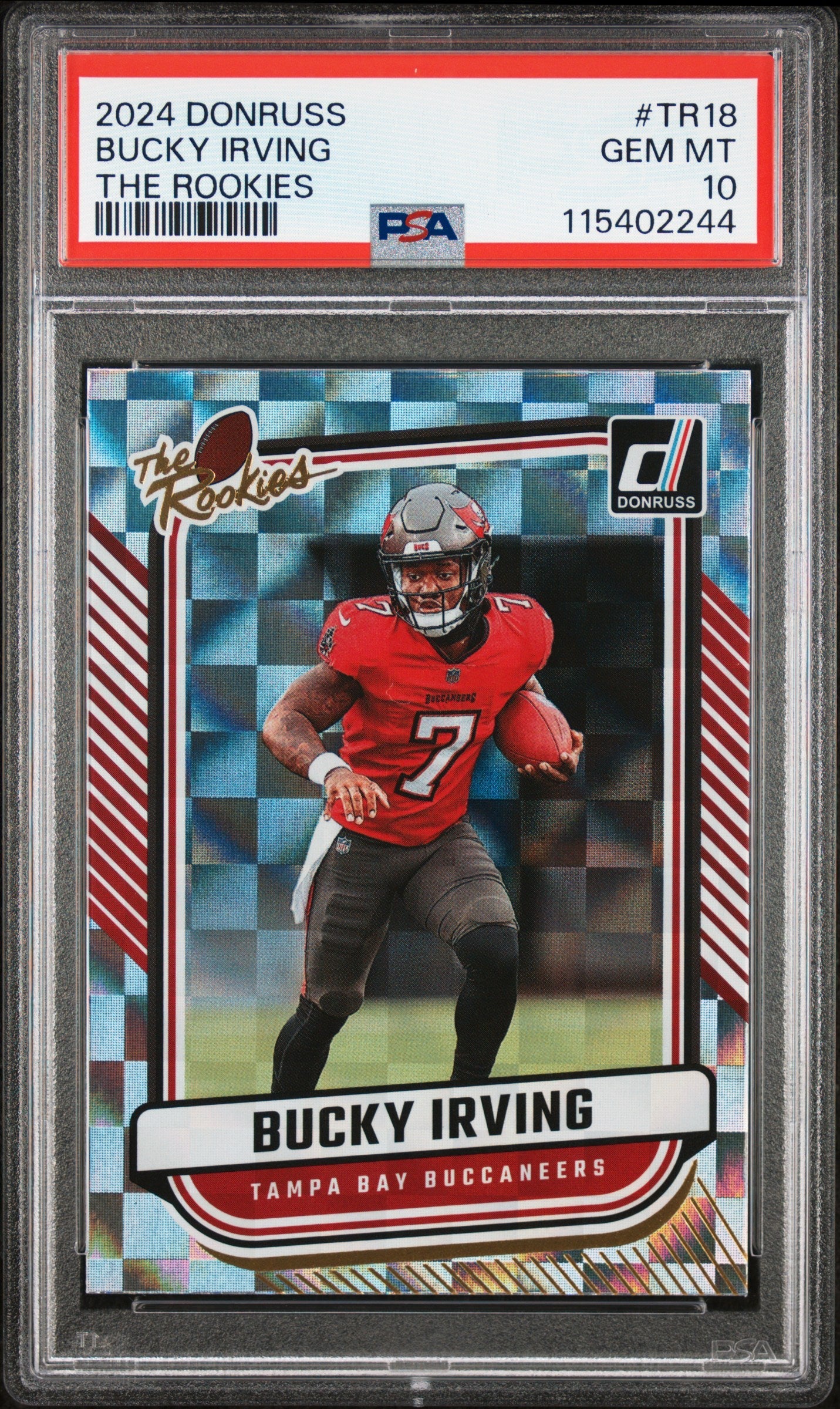 Graded 2024 Panini Donruss Bucky Irving #TR18 The Rookies Rookie RC Football Card PSA 10 Gem Mint