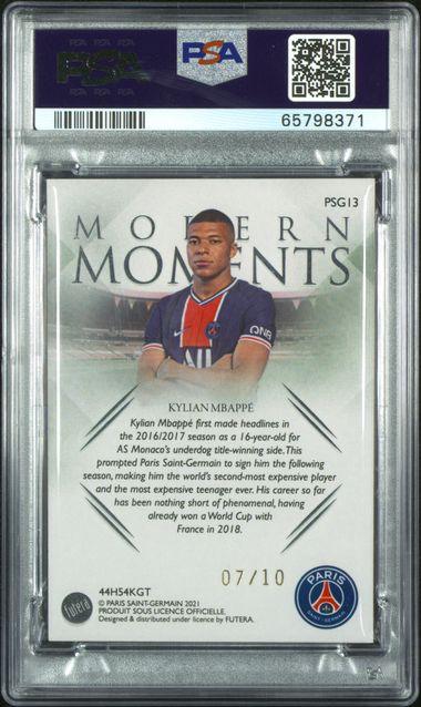 Graded 2021 Futera Unique Live PSG Modern Moments Kylian Mbappe #PSG13 Silver Soccer Card /10 PSA 9 Mint