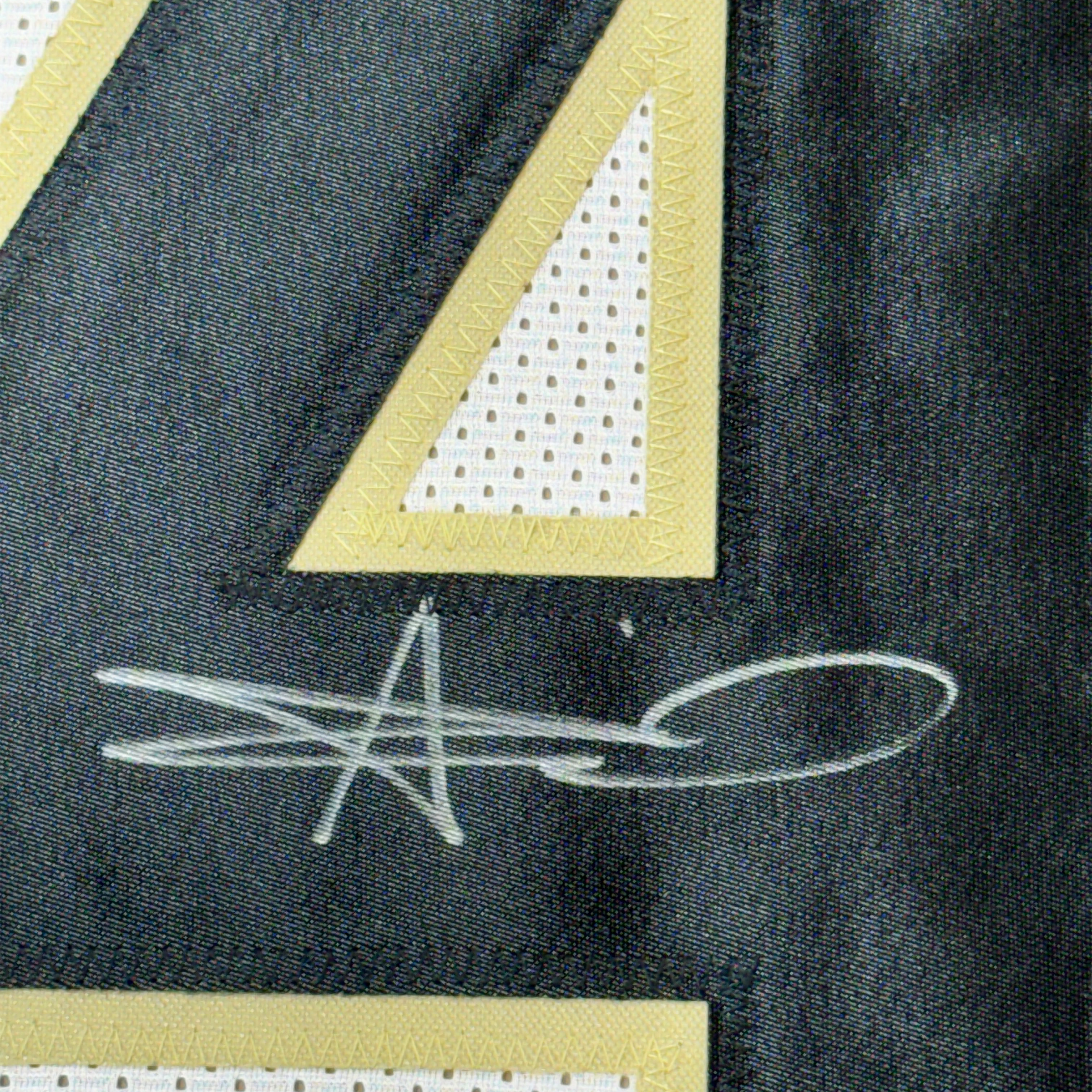 Framed Autographed/Signed Alvin Kamara 35x39 New Orleans White Football Jersey Beckett BAS COA
