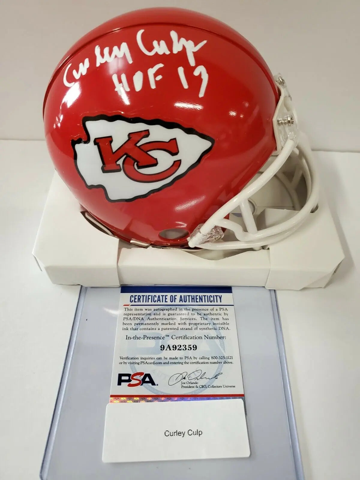 Kansas City Chiefs Curley Culp Autographed Inscribed Mini Helmet Psa Coa