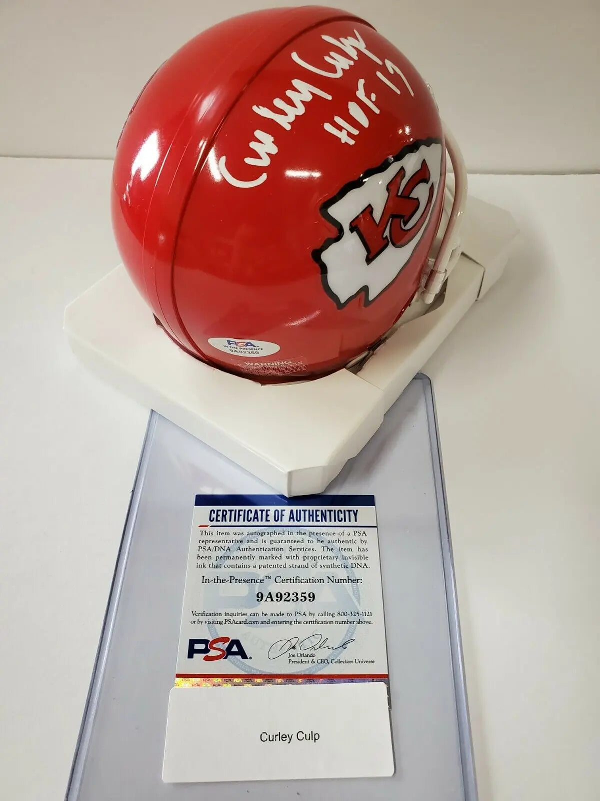 Kansas City Chiefs Curley Culp Autographed Inscribed Mini Helmet Psa Coa
