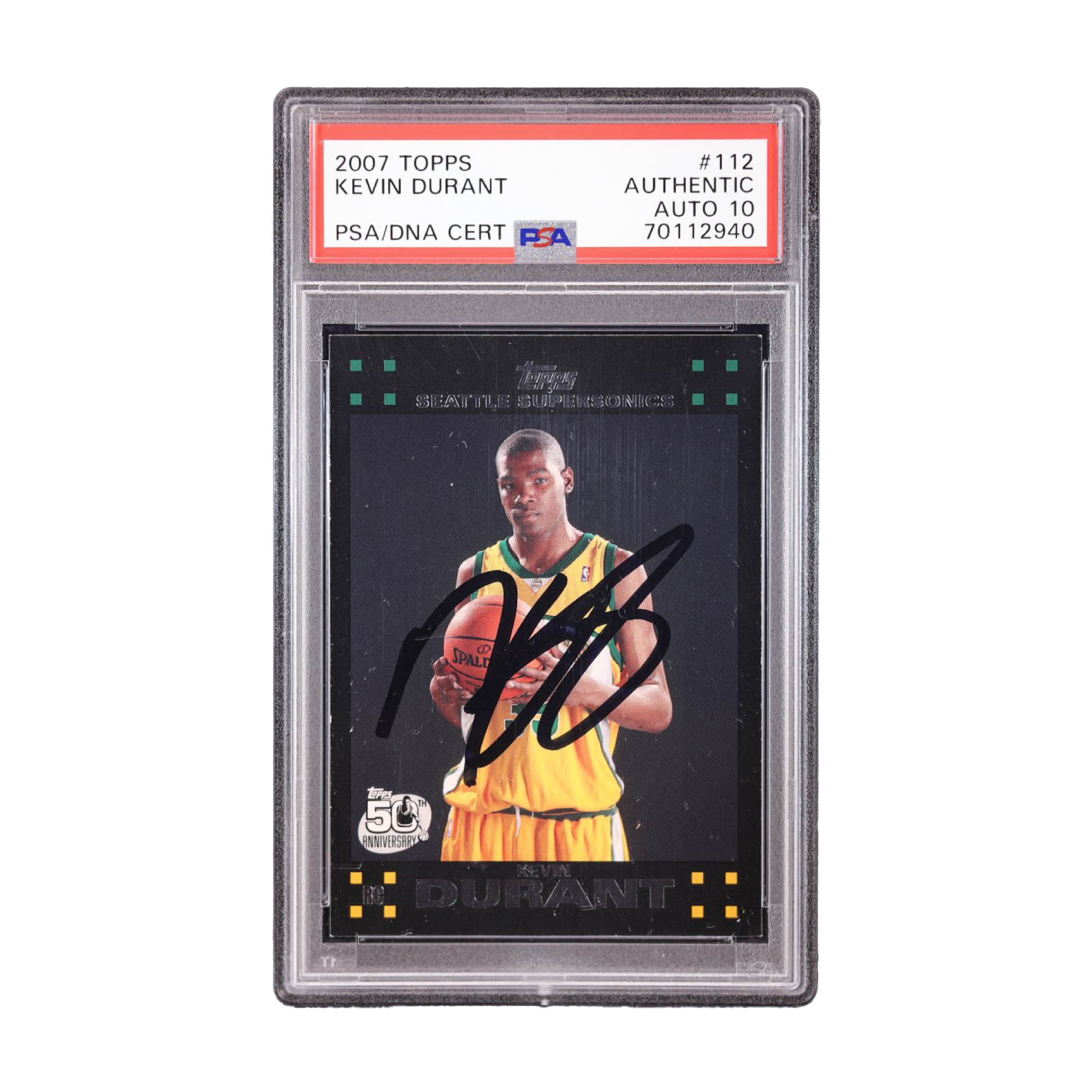 Kevin Durant Autographed 2007 Topps Rookie Card PSA Auto 10