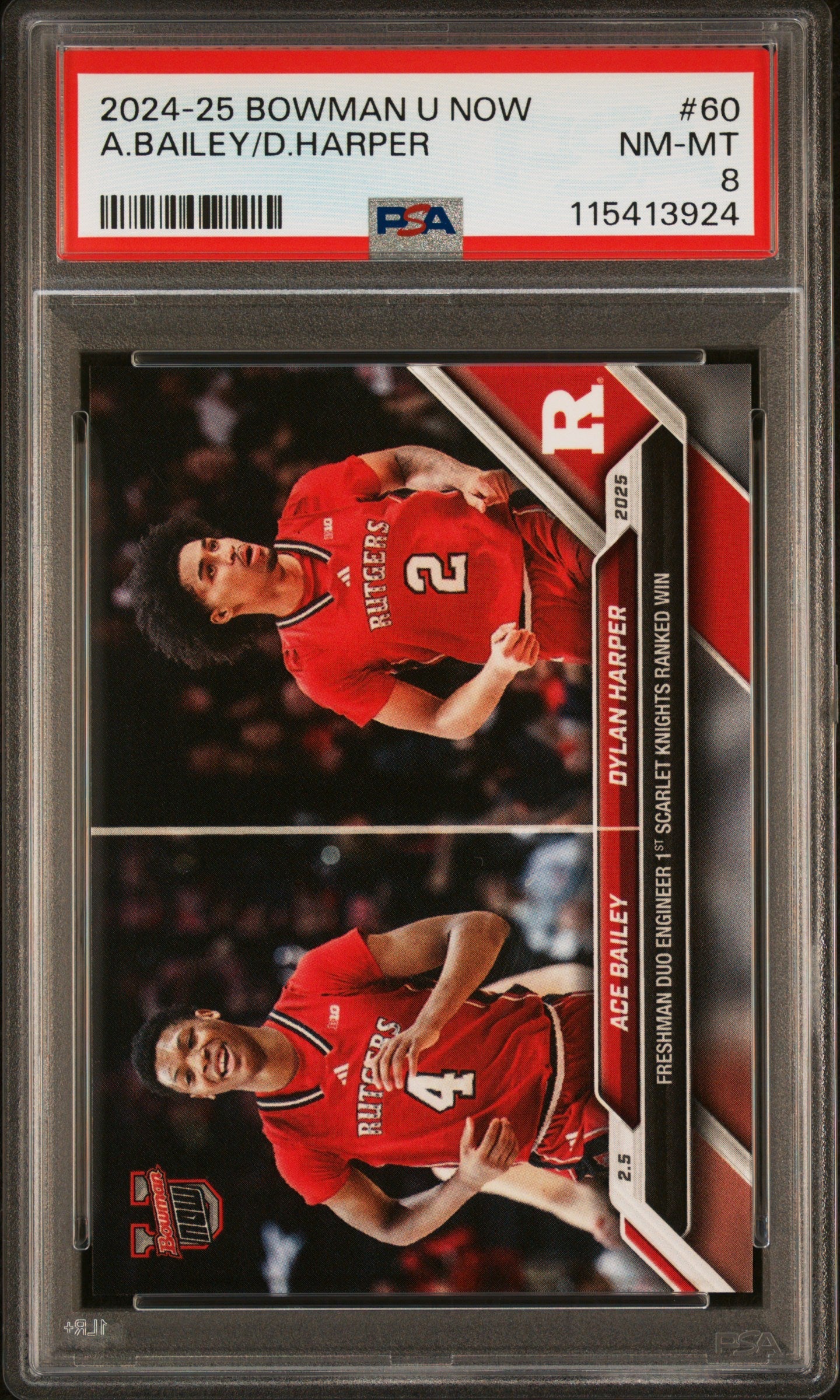 Graded 2024 Topps Bowman U Now Dylan Harper/Ace Bailey #60 Rookie RC Basketball Card PSA 8 Near Mint