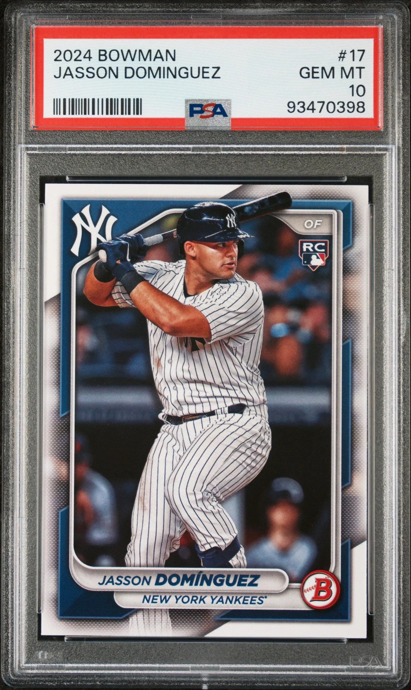 Graded 2024 Topps Bowman Jasson Dominguez #17 Rookie RC Baseball Card PSA 10 Gem Mint