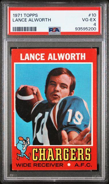 Graded 1971 Topps Lance Alworth #10 Football Card PSA 4 VG-EX