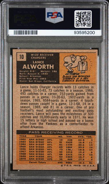 Graded 1971 Topps Lance Alworth #10 Football Card PSA 4 VG-EX
