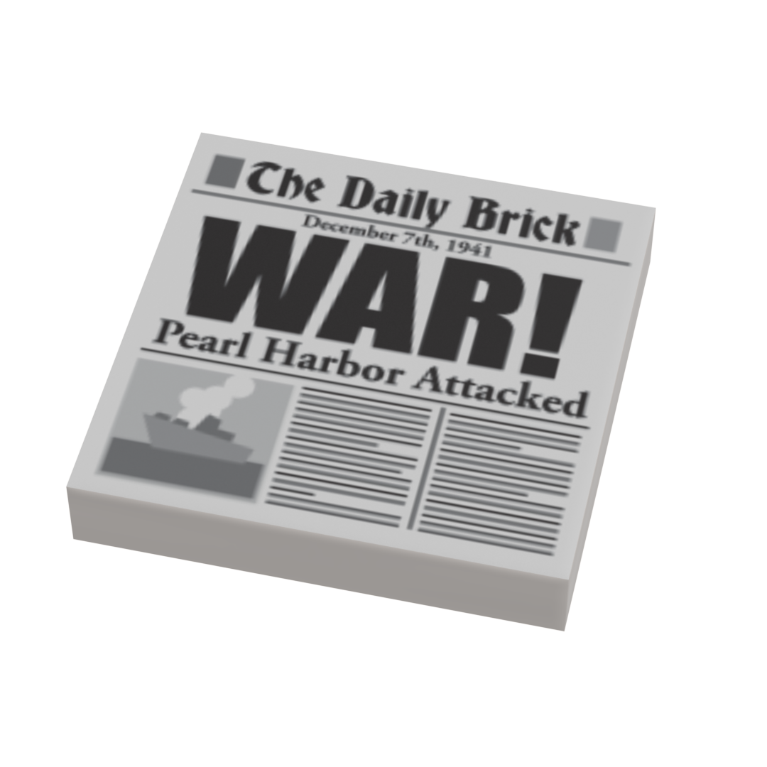 Pearl Harbor Attack WW2 Newspaper (2x2 Tile) made using LEGO part