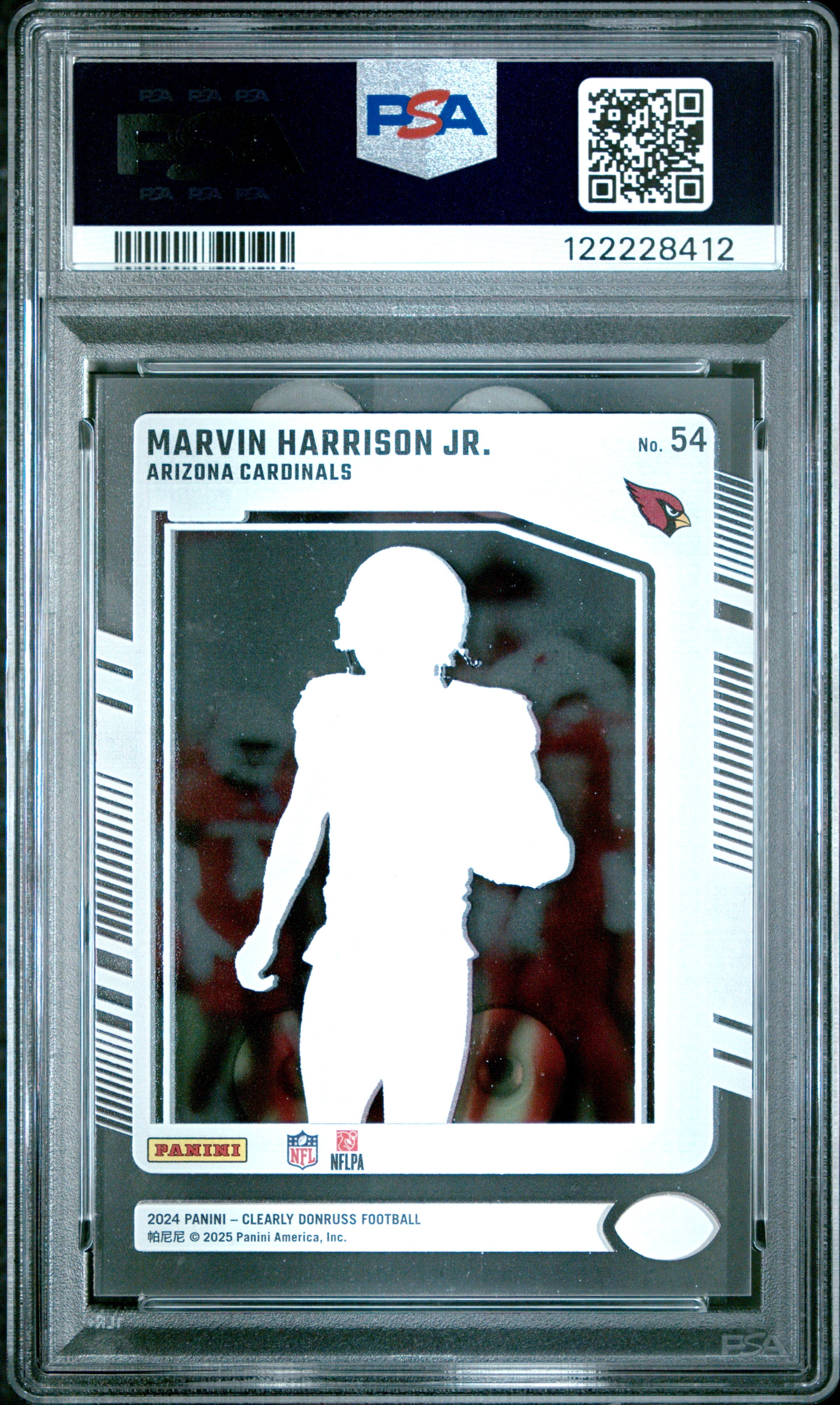 Graded 2024 Panini Clearly Donruss Marvin Harrison Jr #54 Rookie RC Football Card PSA 9 Mint