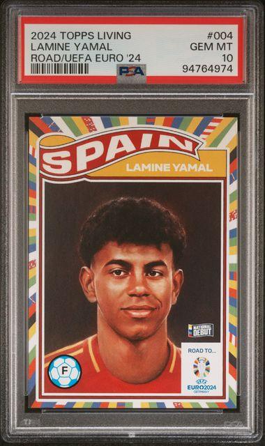 Graded 2024 Topps Living Road to UEFA Euro Lamine Yamal #004 Rookie RC Soccer Card PSA 10 Gem Mint
