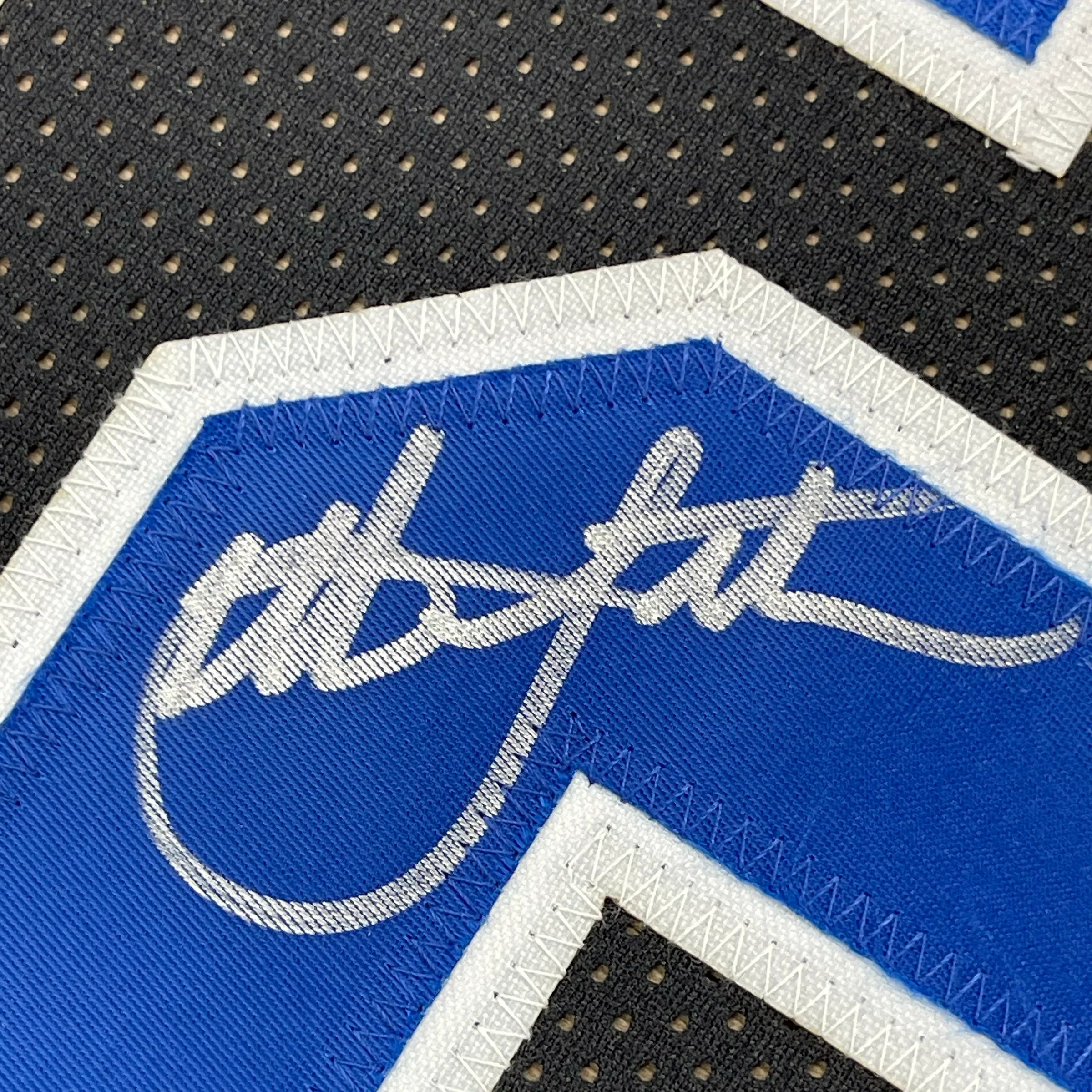 Framed Autographed/Signed Christian Laettner 35x39 Duke Black College Basketball Jersey PSA/DNA COA