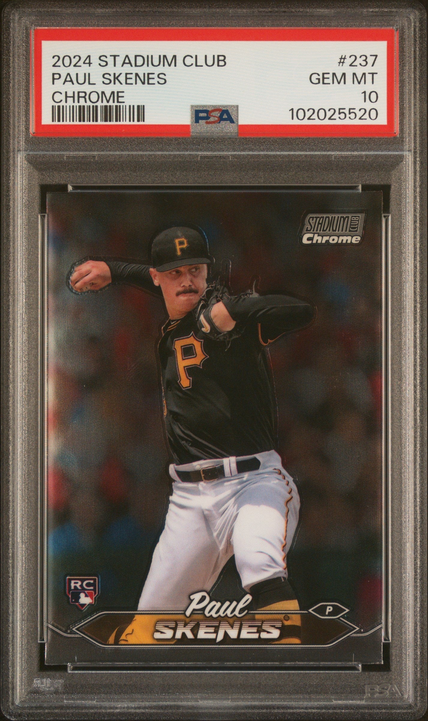 Graded 2024 Topps Stadium Club Paul Skenes #237 Chrome Rookie RC Baseball Card PSA 10 Gem Mint