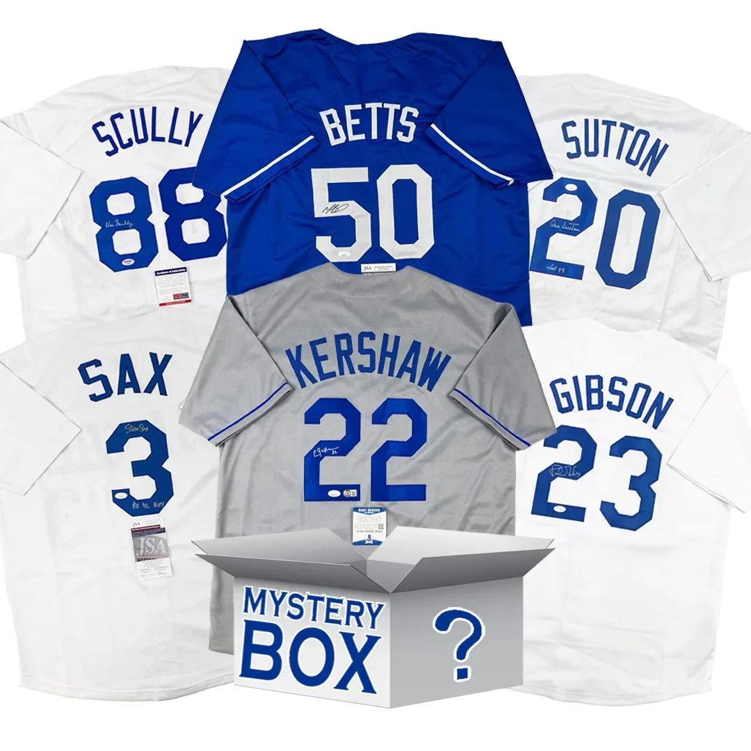 Autographed/Signed Los Angeles Baseball Jersey Mystery Box with PSA JSA or Beckett COA