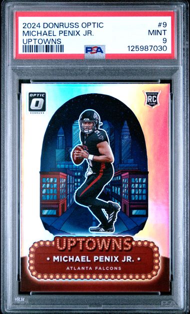 Graded 2024 Panini Donruss Optic Michael Penix Jr #9 Uptowns Rookie RC Football Card PSA 9 Mint
