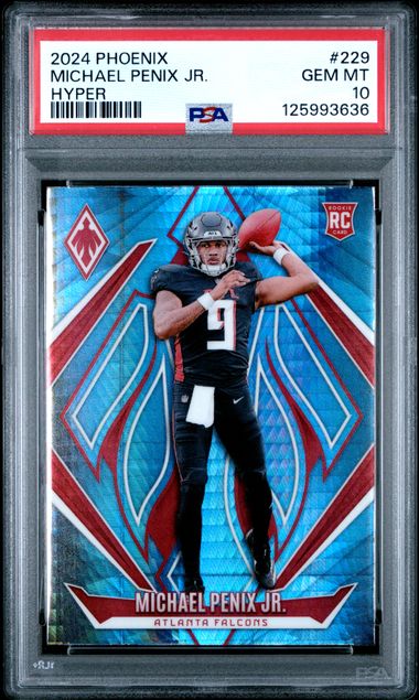 Graded 2024 Panini Phoenix Michael Penix Jr #229 Hyper Rookie RC Football Card PSA 10 Gem Mint