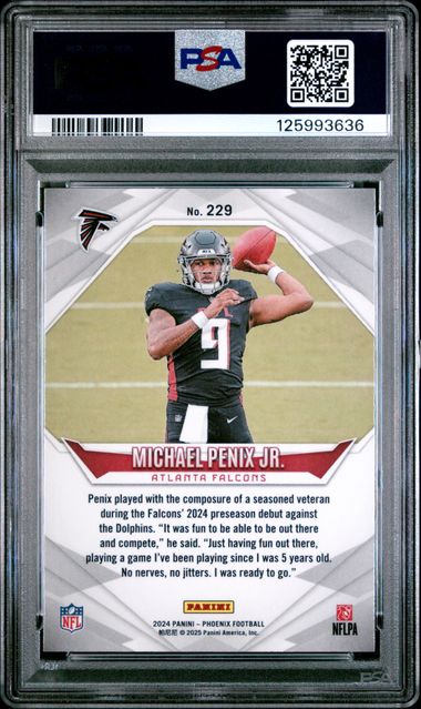 Graded 2024 Panini Phoenix Michael Penix Jr #229 Hyper Rookie RC Football Card PSA 10 Gem Mint