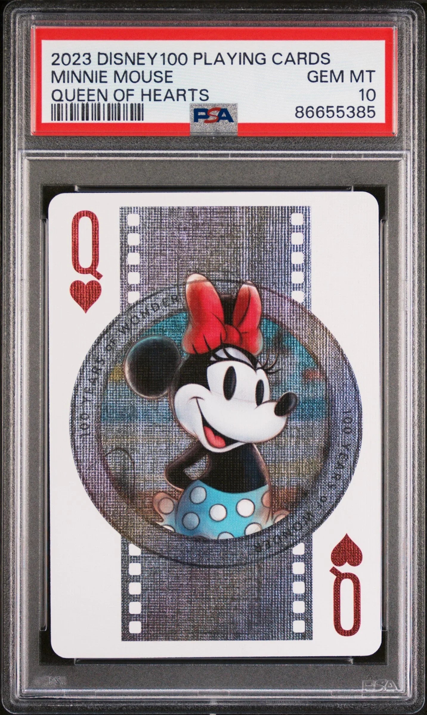 2023 DISNEY 100 PLAYING CARDS MINNIE MOUSE QUEEN OF HEARTS PSA 10