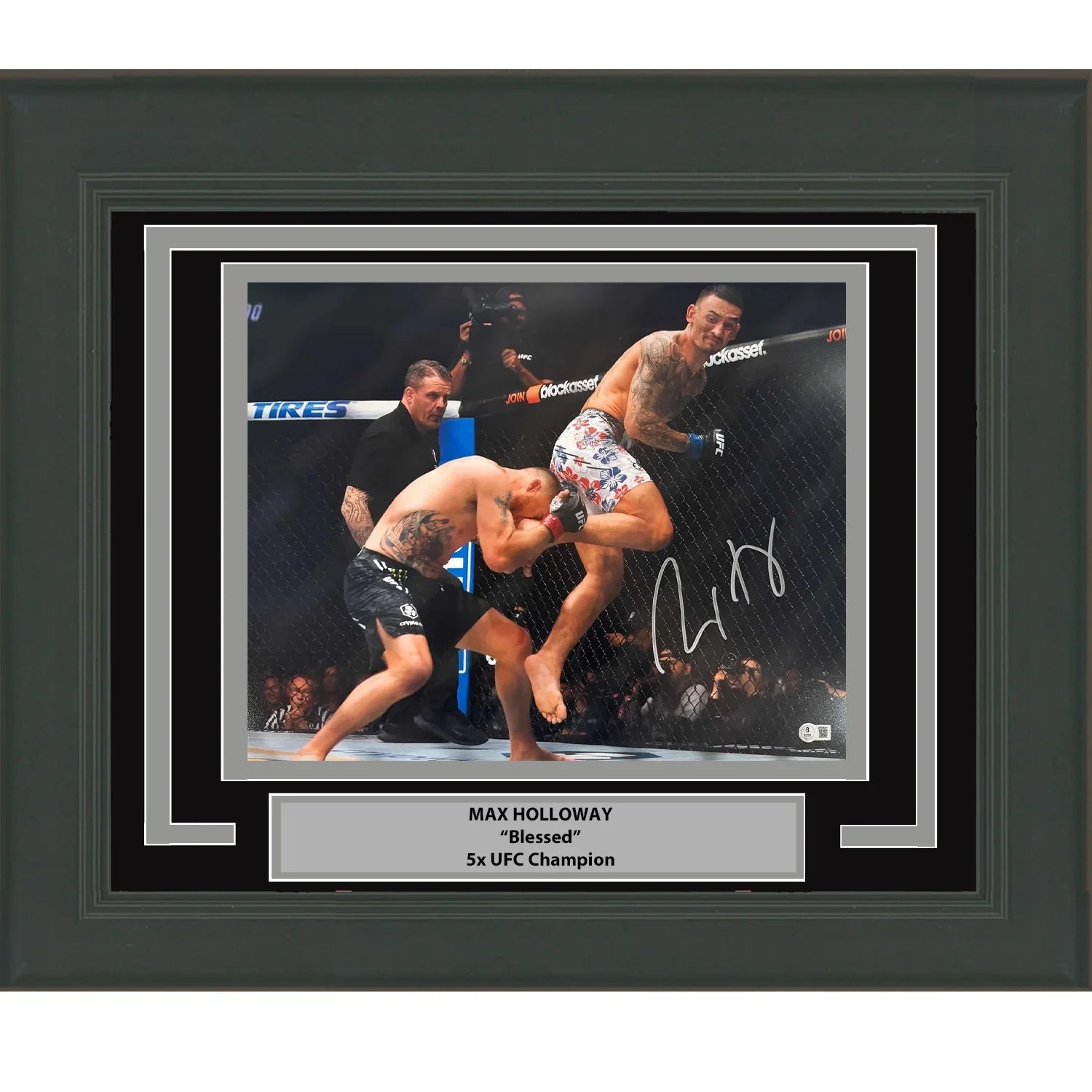 Framed Autographed/Signed Max Holloway UFC MMA Ultimate Fighting 16x20 Photo Beckett BAS JSA COA