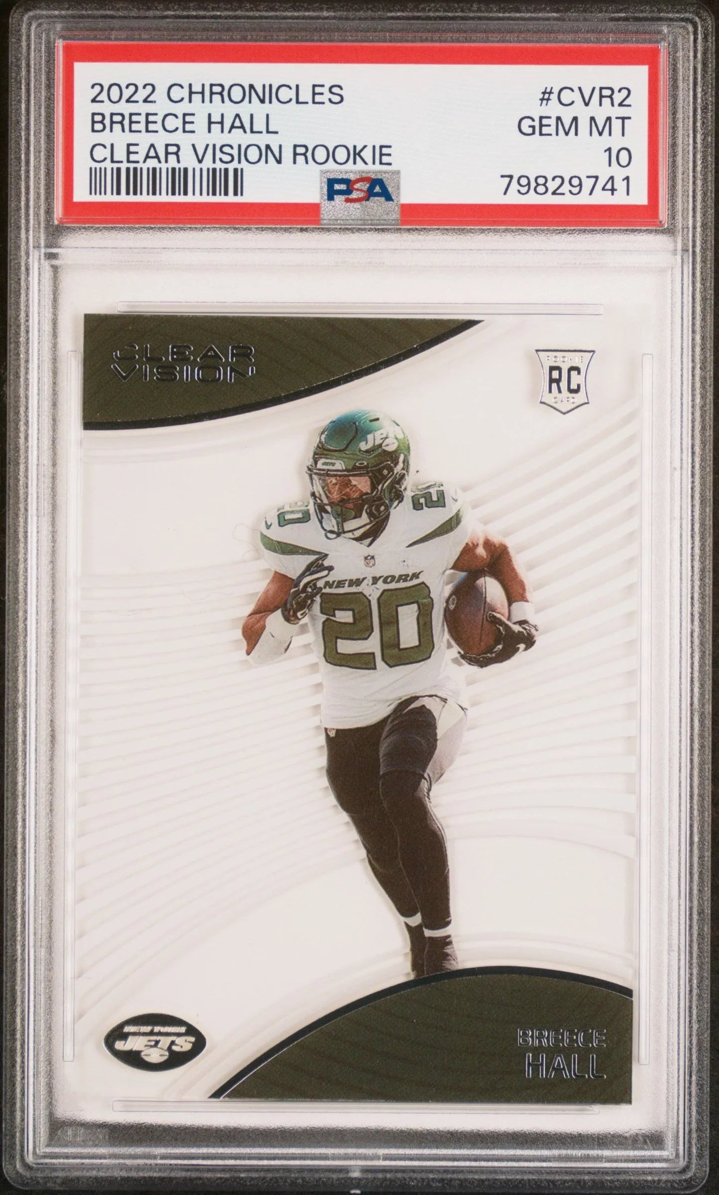 Graded 2022 Panini Chronicles Breece Hall #CVR2 Clear Vision Rookie RC Football Card PSA 10 Gem Mint