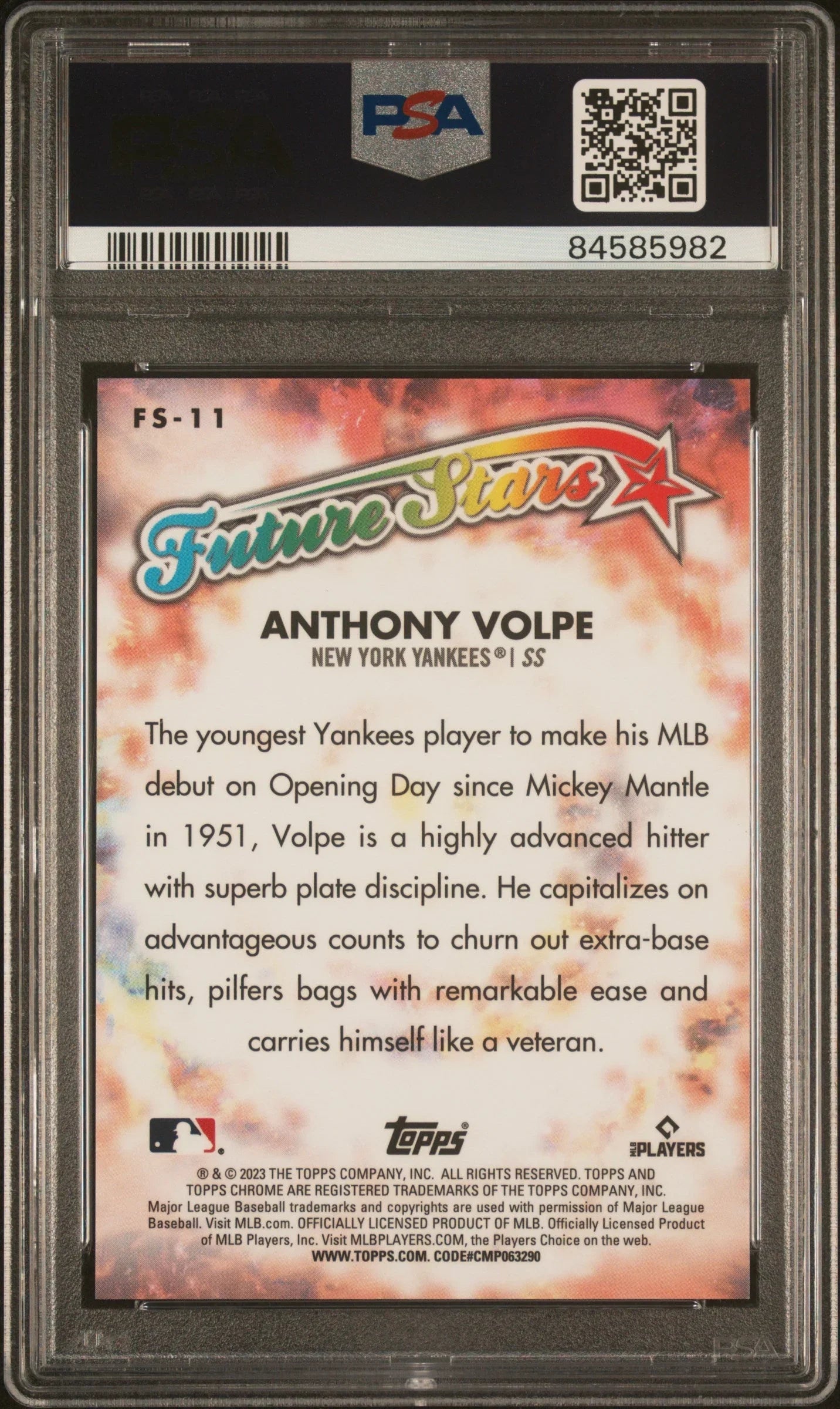Graded 2023 Topps Chrome Logofractor Edition Anthony Volpe #FS11 Future Stars Rookie RC Baseball Card PSA 10 Gem Mint