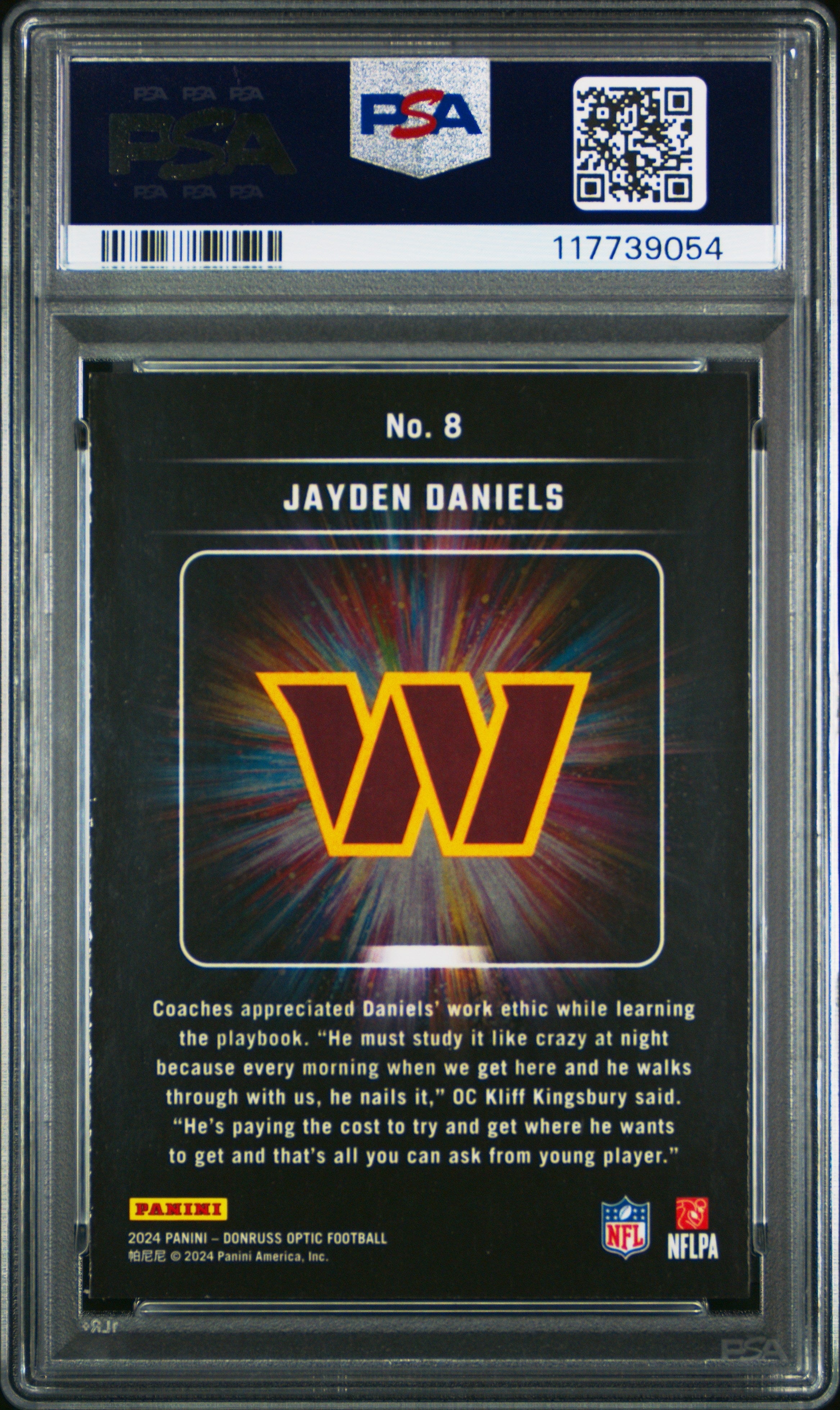 Graded 2024 Panini Donruss Optic Jayden Daniels #8 Light It Up Rookie RC Football Card PSA 10 Gem Mint