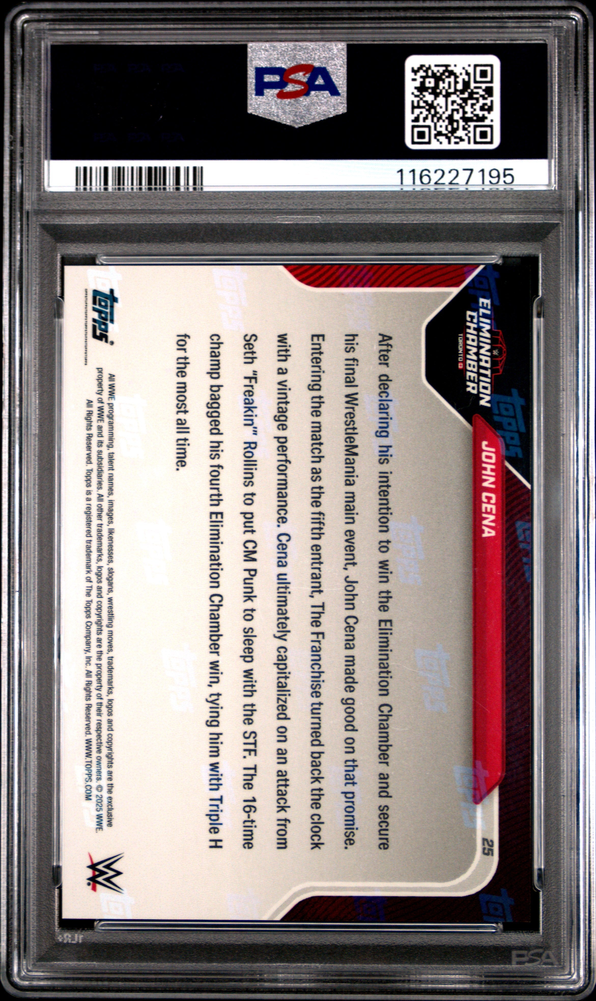 Graded 2025 Topps Now WWE John Cena #25 Wrestling Card PSA 10 Gem Mint