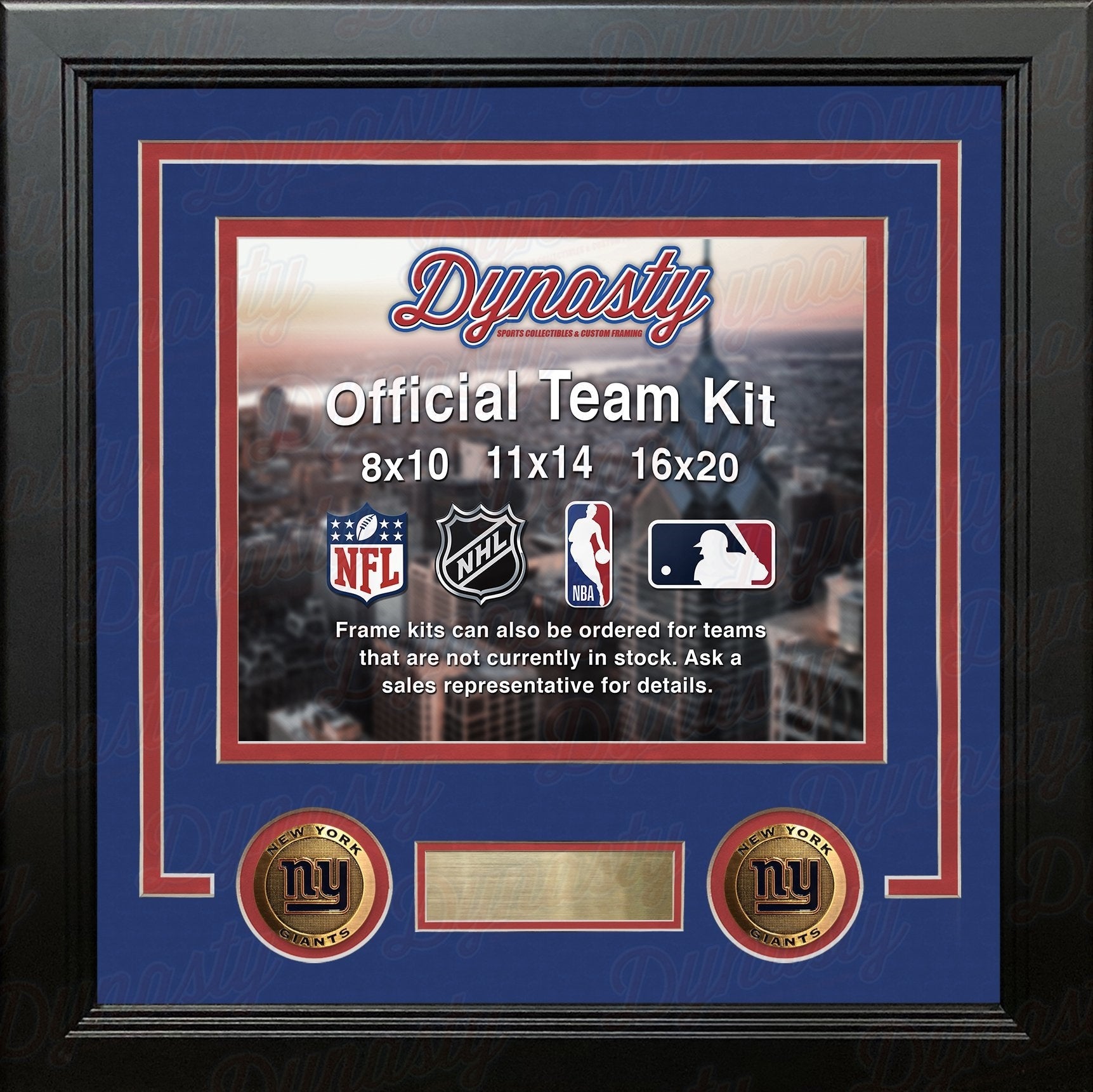 New York Giants Custom NFL Football 16x20 Picture Frame Kit (Multiple Colors)