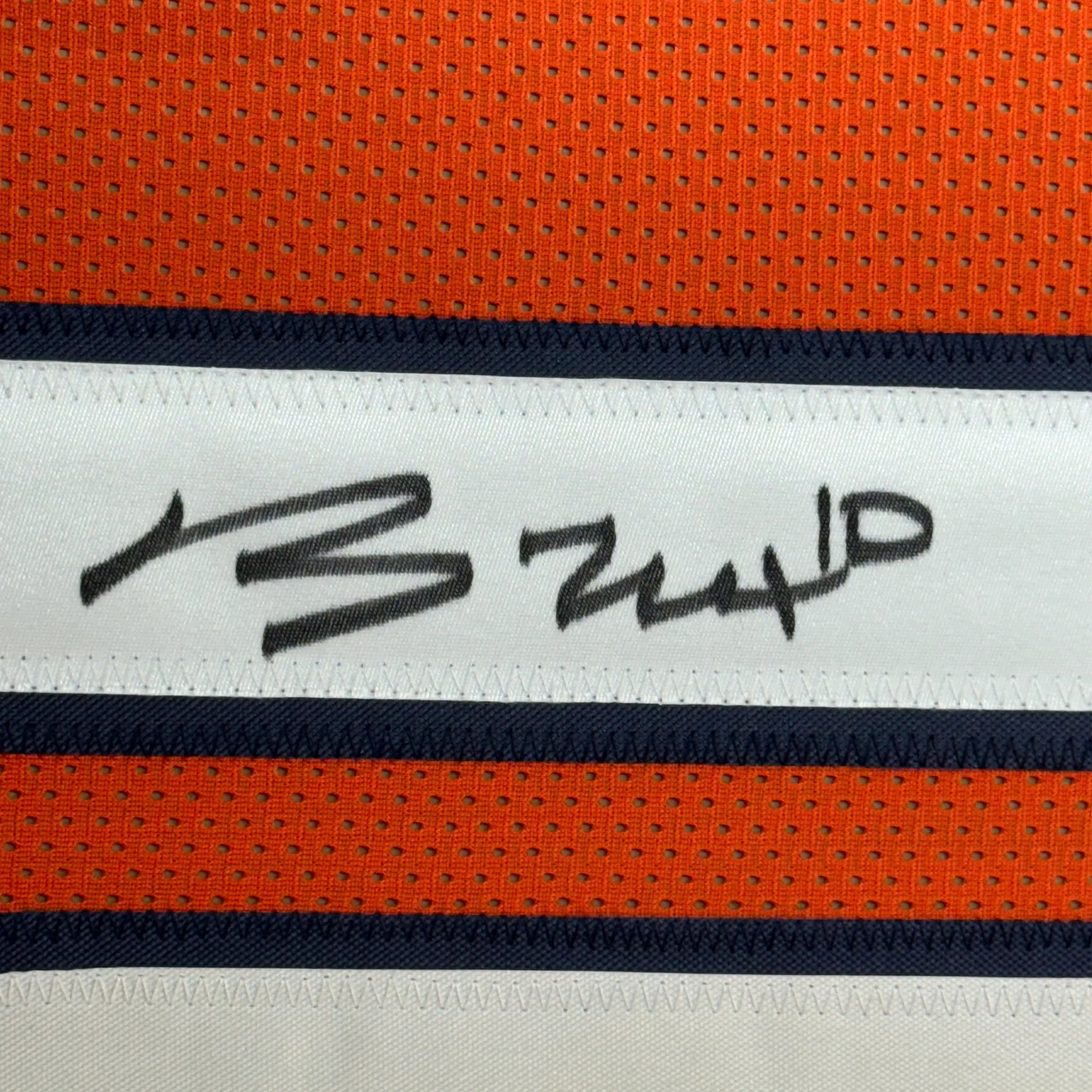 Framed Autographed/Signed Bo Nix 35x39 Denver Orange Football Jersey Beckett BAS COA