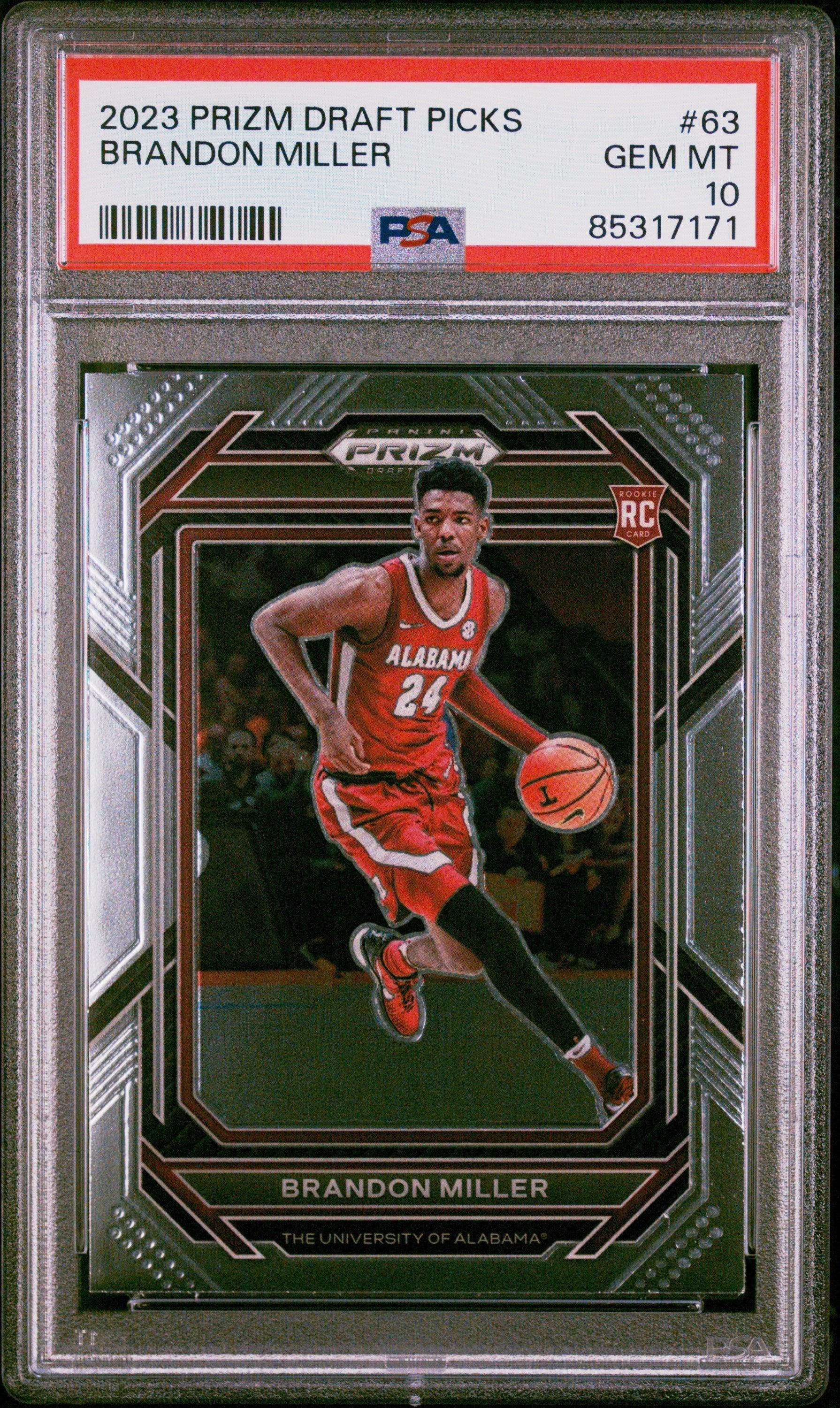 Graded 2023 Panini Prizm Draft Picks Brandon Miller #63 Rookie RC Basketball Card PSA 10 Gem Mint
