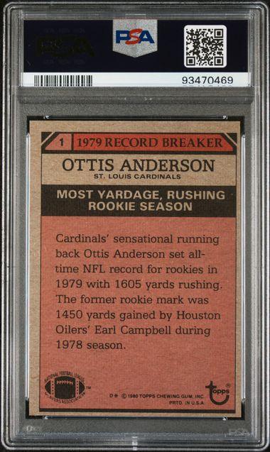 Graded 1980 Topps Record Breaker Ottis Anderson #1 Rookie RC Football Card PSA 6 EX-MT