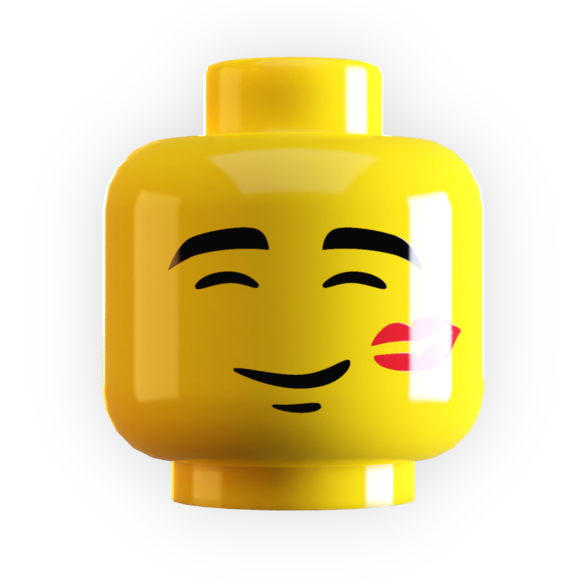 Lipstick Kiss on Face Minifig Head - B3 Customs