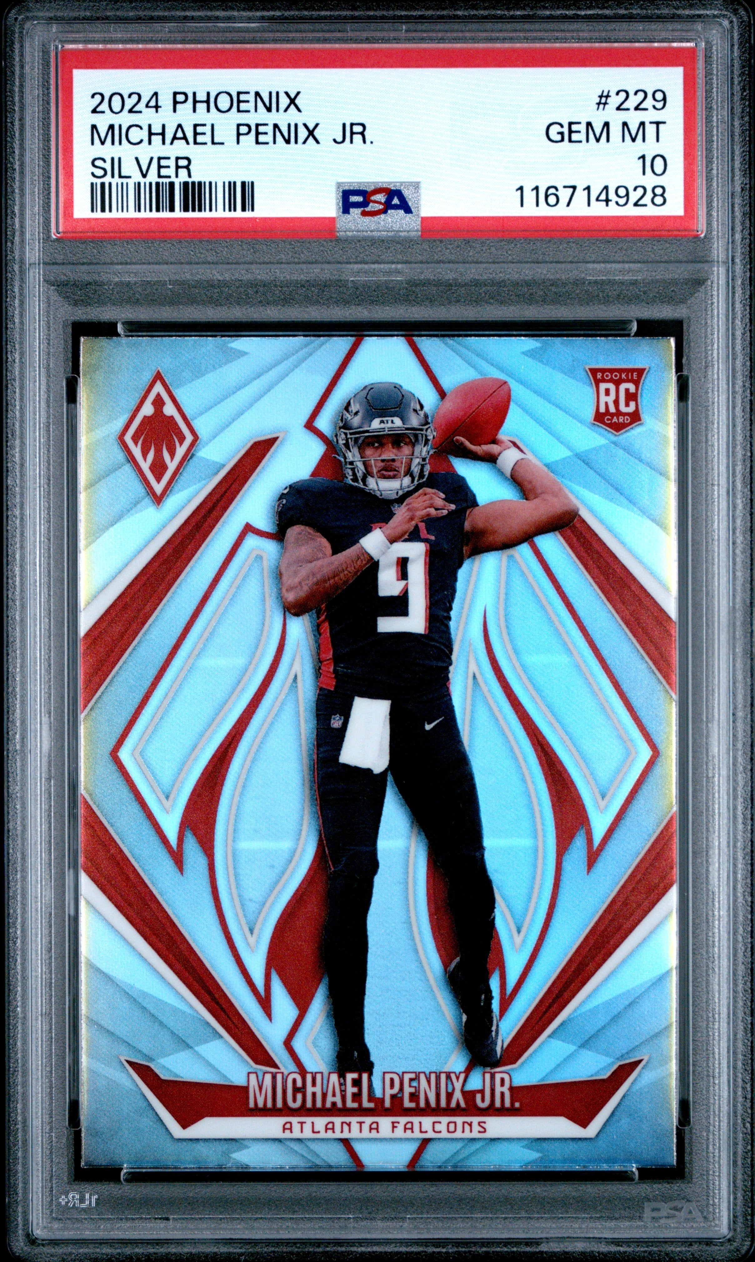 Graded 2024 Panini Phoenix Michael Penix Jr #229 Silver Rookie RC Football Card PSA 10 Gem Mint