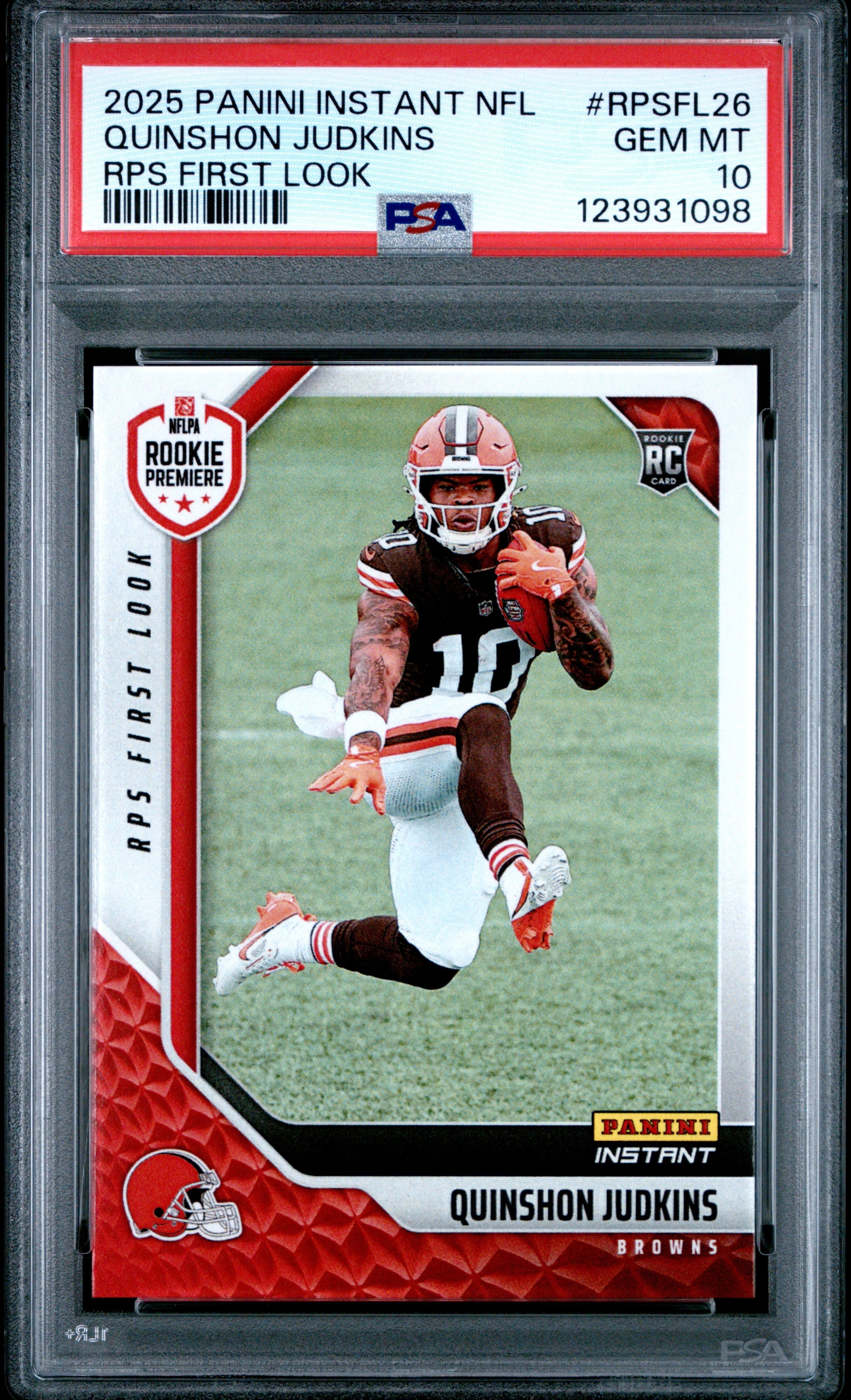 Graded 2025 Panini Instant Quinshon Judkins #RPSFL26 RPS First Look Rookie RC Football Card PSA 10 Gem Mint
