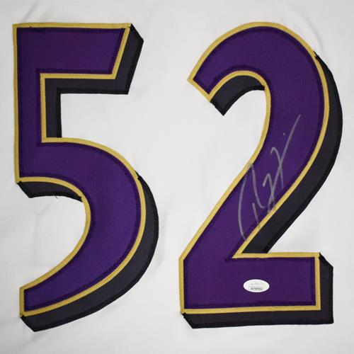 Ray Lewis Autographed Baltimore Ravens (White #52) Custom Jersey - JSA