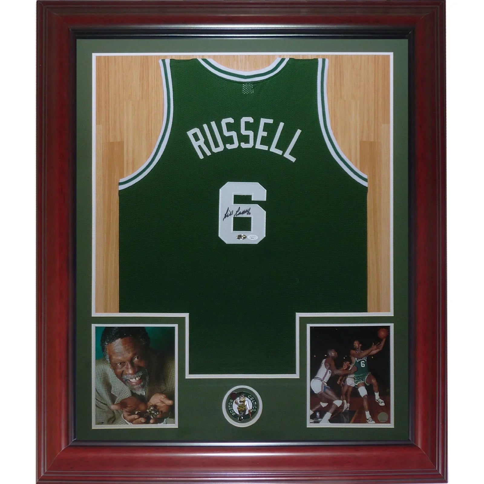 Bill Russell Autographed Boston Celtics (Green #6) Deluxe Framed Jersey - JSA