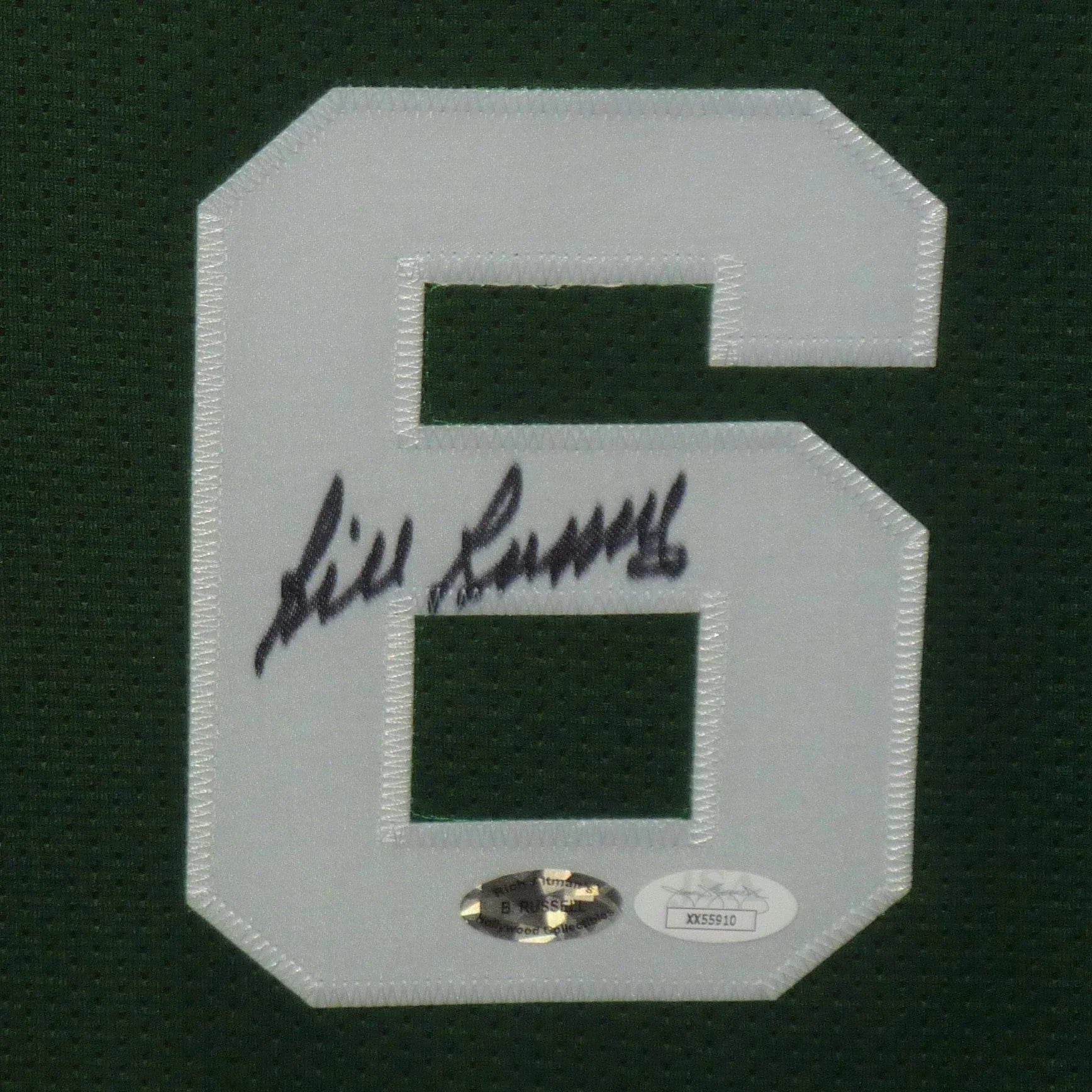 Bill Russell Autographed Boston Celtics (Green #6) Deluxe Framed Jersey - JSA