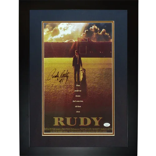 Rudy Ruettiger Autographed Rudy (Notre Dame Movie) Deluxe Framed 11"x17" Movie Poster