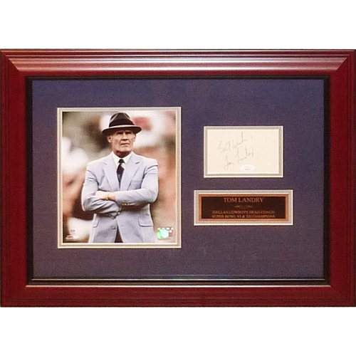 Tom Landry Autographed Dallas Cowboys Deluxe Framed Tribute Piece - JSA