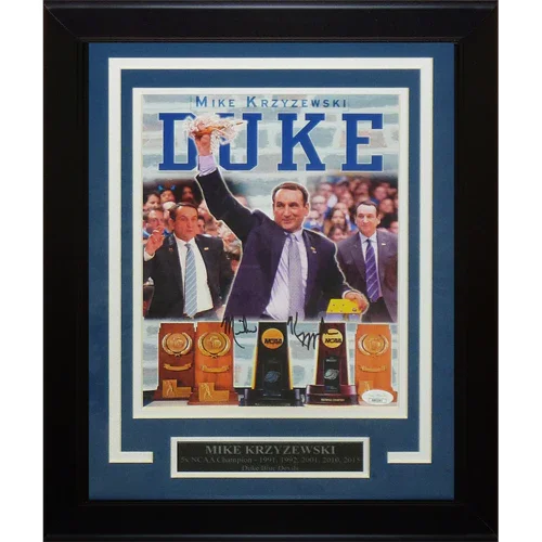 Mike Krzyzewski Autographed Duke Blue Devils Deluxe Framed 8x10 Promo Photo - JSA